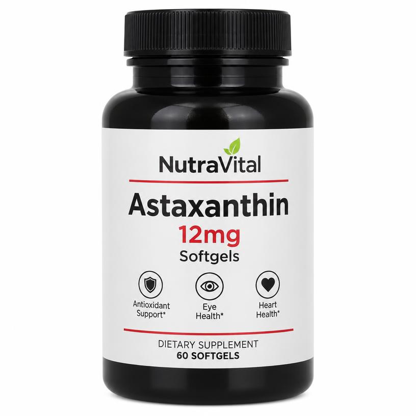 NutraVital Astaxanthine 12mg softgel fles