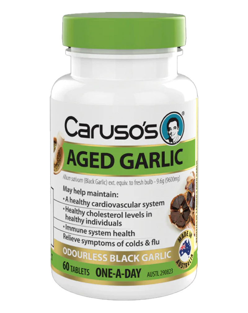 Caruso's Natural Health Aged Knoflook tabletten verpakking