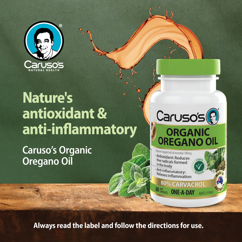 Caruso's biologische Oregano Olieverpakking